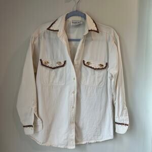 100% thick cotton button up blouse safari-inspired by Zone Blu